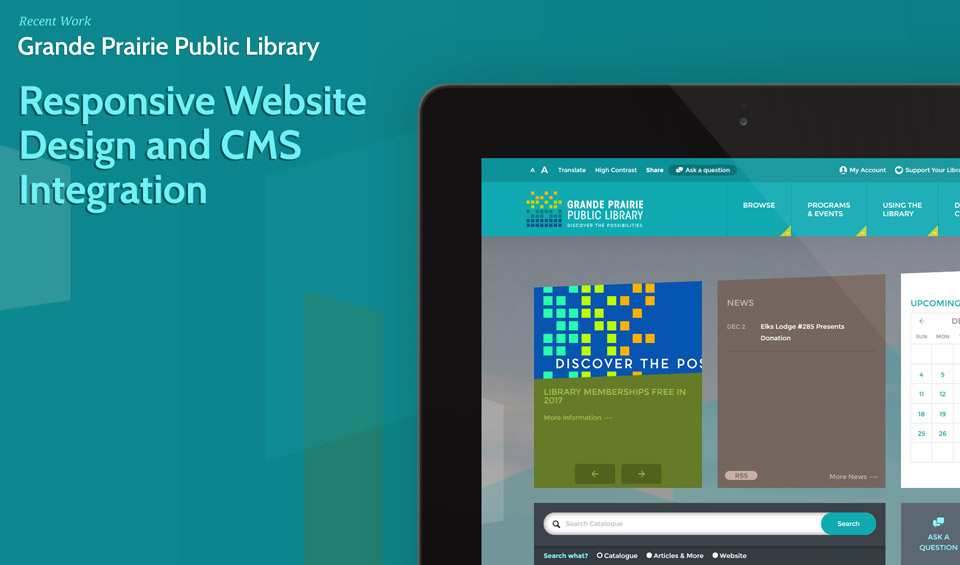 Grand Prairie Public Library home page screenshot